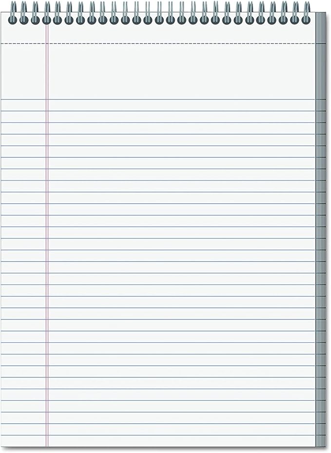 Mead Cambridge Notebook, Wirebound Notepad, Stiff-Back, 8.5 x 11 inches, White, 6 Pack (59882)