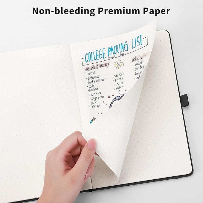 RETTACY Bullet Dotted Journal, A5 Dotted Notebook Journal with 192 Pages, 5.7'' × 8.3'', Medium Size, 100 GSM Thick Paper, Leather Hardcover, Bullet Journaling, Planning (Red)