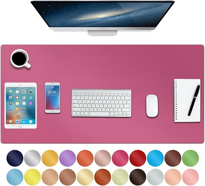 ‎Boutilon Leather Desk Pad 35"x 17" Non-Slip Mouse Pad,Office Desk Mat,Waterprooft PU Leather Desk Blotter,Desk Pad Protector,Desk Writing Pad for Home Office Decor (L-Rose Pink,35"x 17")