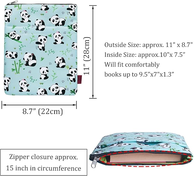 Book Sleeve for Book Lovers, Bookish Book Protector, Book Covers for Paperbacks, Washable Fabric, Book Sleeves with Zipper, Medium 11 Inch X 8.7 Inch