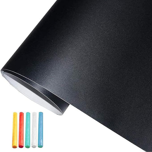 Chalkboard Wallpaper Stick and Peel: DIY Your Own Unique First Day of School Board Classroom Chalk Board Paint Self Adhesive Wall Paper with 8 Colorful Chalks (Black,17.5" x 118.1")