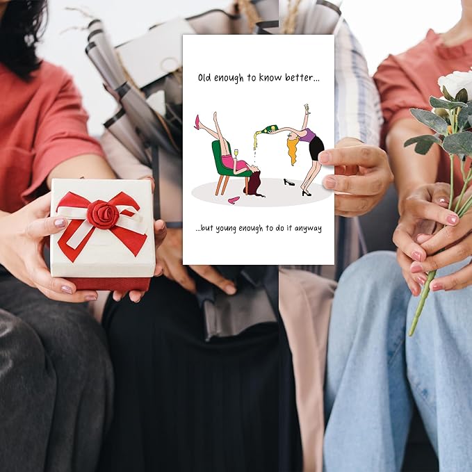 Female Friend Birthday Card Funny, Happy Birthday Card for Girls Mom Bestie Bff (Old Enough)