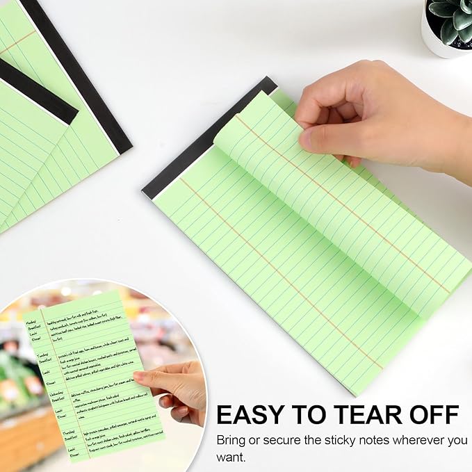 Utron 6 PCS Small Legal Pads 5x8 Green, Narrow Ruled Small Note Pads 5x8, Micro Perforated Writing Pad, College Ruled Legal Notepads 5x8 for Study, Office, To-Do Lists(30 Sheets/Small Notepad)
