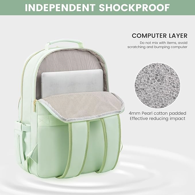 LOVEVOOK Laptop Backpack for Women 17.3 inch,Cute Womens Travel Backpack Purse,Professional Laptop Computer Bag,Waterproof Work Business College Teacher Bags Carry on Backpack with USB Port,Cyan Green