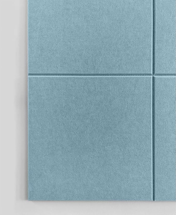 Cork Board 48 x 36 Alternative – 11.8x11.8x0.35 Inches 12 Pack Felt Wall Tiles with Safe Removable Adhesive, Large Cork Board for Office Walls Pin Board Cork Tiles for Classroom - Baby Blue
