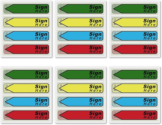 600pcs Stickers(6 Pack) Sign Here Labels, Sign Here Flags Sticky Notes Initial Tabs with Dispenser Arrow Labels Easy to Post for Office School Notary Books(Dark Green 1)