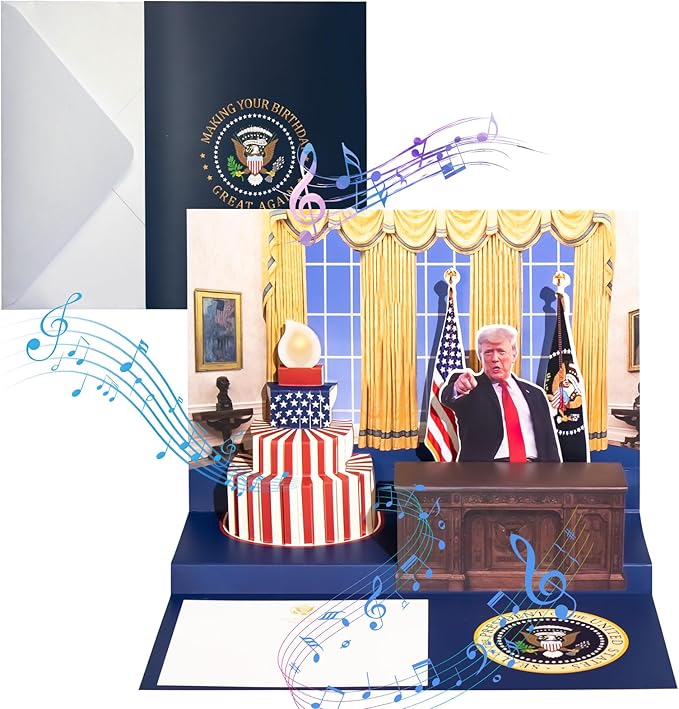 Pop Up Trump Birthday Card with Light & Sound - Greeting Card - Birthday - Oval Office