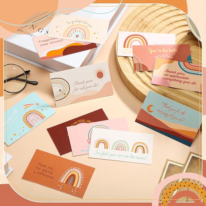 Yeaqee 240 Pcs Employee Appreciation Kudos Cards Funny Blank Back Motivational Card Encouragement Thank You Note Recognition Card for Teacher College Affirmation Gift(Bohemia)