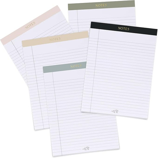 ZICOTO Aesthetic Note Pads Set Of 5 - Quality 8.5 x 11 inch Lined Legal Pads For Women Or Men - The Perfect Writing Notepads and Office Desk Supplies to Easily Organize Your To-Do Lists