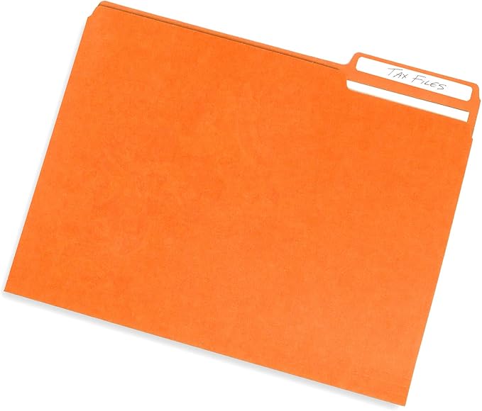 Blue Summit File Folders, Letter Size, 1/3 Tab, Orange, Great for Organizing and Easy File Storage, 200 Per Box