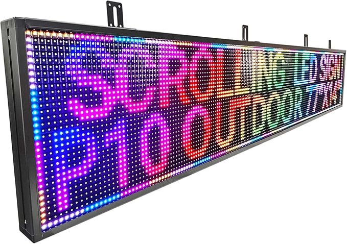 P10 Outdoor Scrolling Led Signs Programmable, Digital Electronic display screen Marquee Message Board custom word for Business Store Restaurant Window Advertising, Full Color High Brightness Wifi Control, 77''x14''