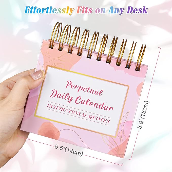 Motivational Calendar, Daily Flip Calendar with Inspirational Quotes, Perpetual Desk Calendar, Inspirational Gifts for Women, Office Decor for Women, Pink Desk Accessories for Women Men, Watercolor
