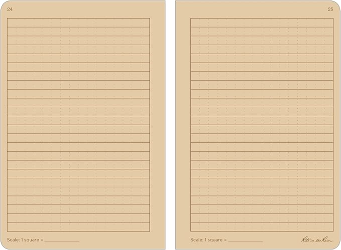 Rite in the Rain Weatherproof Stapled Notebook, 4 5/8" x 7", Tan Cover, Universal Pattern, 3 Pack (No. 971TFX)