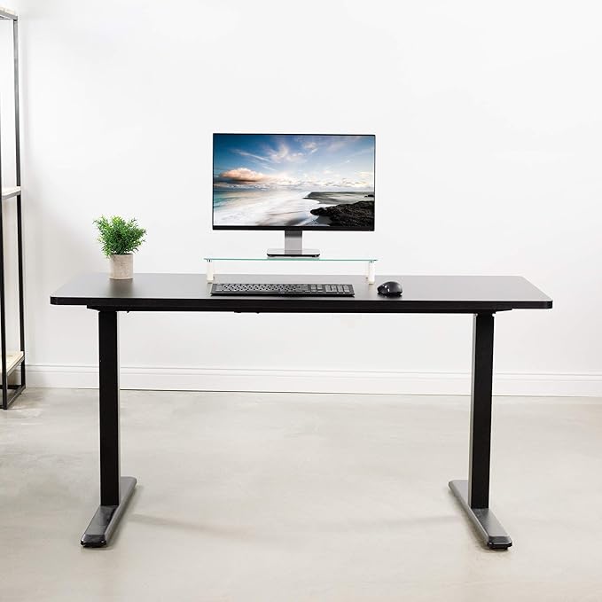 VIVO Black 60 x 24 inch Universal Solid One-Piece Table Top for Standard and Sit to Stand Height Adjustable Home and Office Desk Frames, DESK-TOP60B