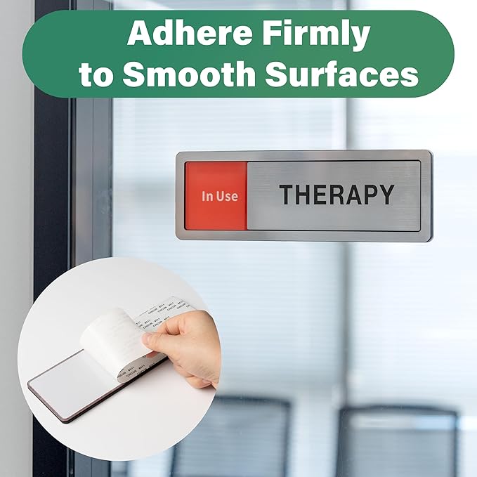 Therapy Room Door Sign with Slider, Do Not Disturb Privacy Office Sign, In Use/Available Acrylic Sliding Indicator for Business Hospital Home, Brushed Silver 8" x 2.6"