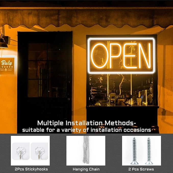 Open Signs for Business Ultra Bright LED Neon Open Signs 16 Inch Plug In Electric Light Up Open Sign with ON/OFF Switch for Business Storefront Window Glass Door Shop Florists Bar Salon Cafes Pubs