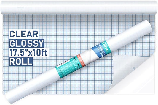 Olivo Clear Contact Paper Roll for Books Crafts 17.5 in x 10 ft Peel and Stick Adhesive Book Cover Plastic Protector