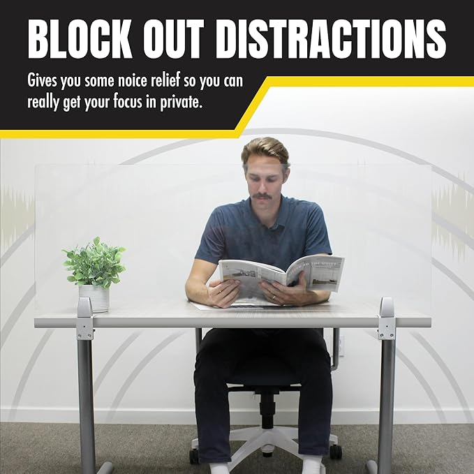 Obex Clear Acrylic Desk Mounted Privacy Panel, 12", Aluminum