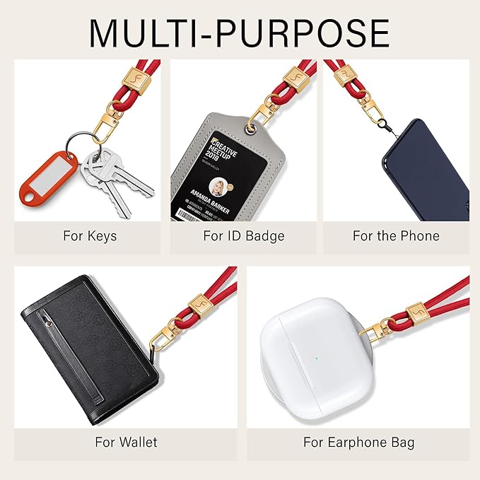 Fishent Keychain Wristlet lanyard, Cute Key Chain Holder, Upgraded Woven Wrist Lanyard for Keys, Wristlet Strap Keychain for Women Men Car Keys ID Badges Card Wallet Phone (Red)