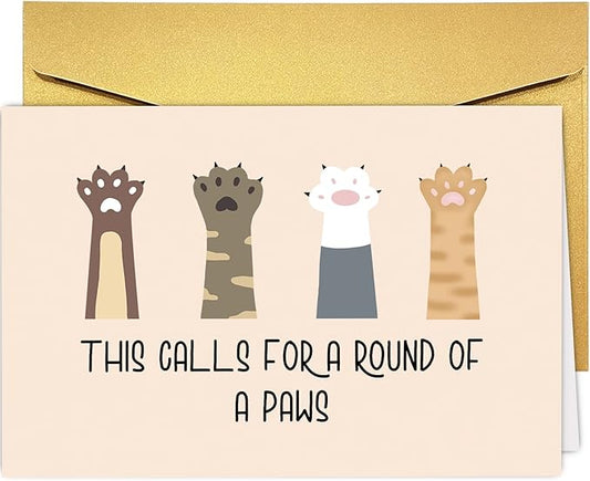 Supoeguk Funny Graduation Card for Friends, Cute Paws Congratulations Card for Him Her, Lovely Proud of You Card, New Job Card