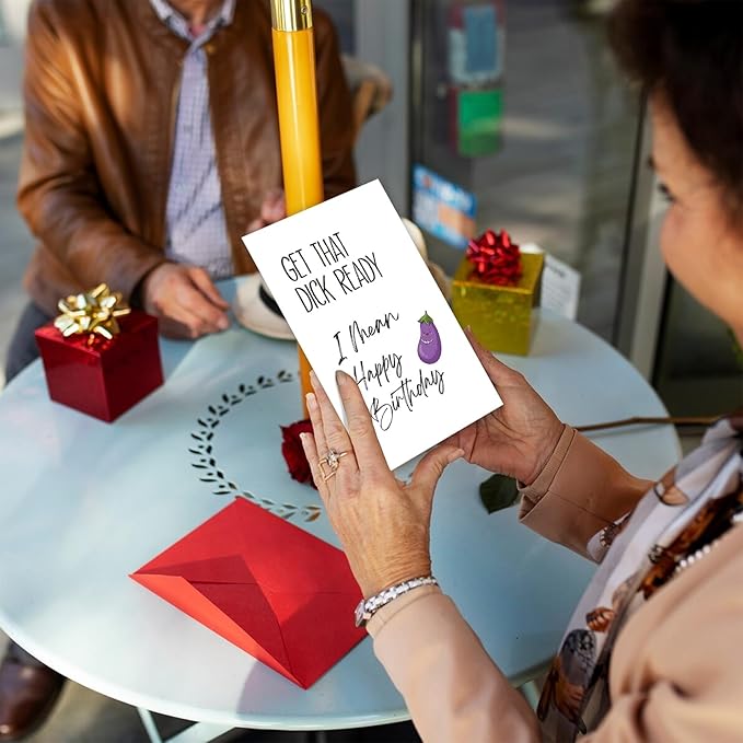Dirty Birthday Card for Boyfriend Husband, Funny Birthday Card from Girlfriend Wife, Get That Dick Ready I Mean Happy Birthday Card