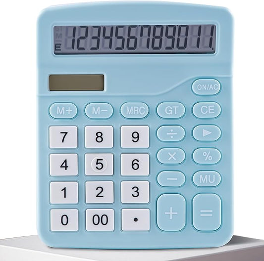 Golcellia Calculators Desktop, Blue Calculator, Cute Calculator 12 Digit Desk Calculator Large Display, Dual Power Solar Battery, Office Home School Supplies for Adults & Students