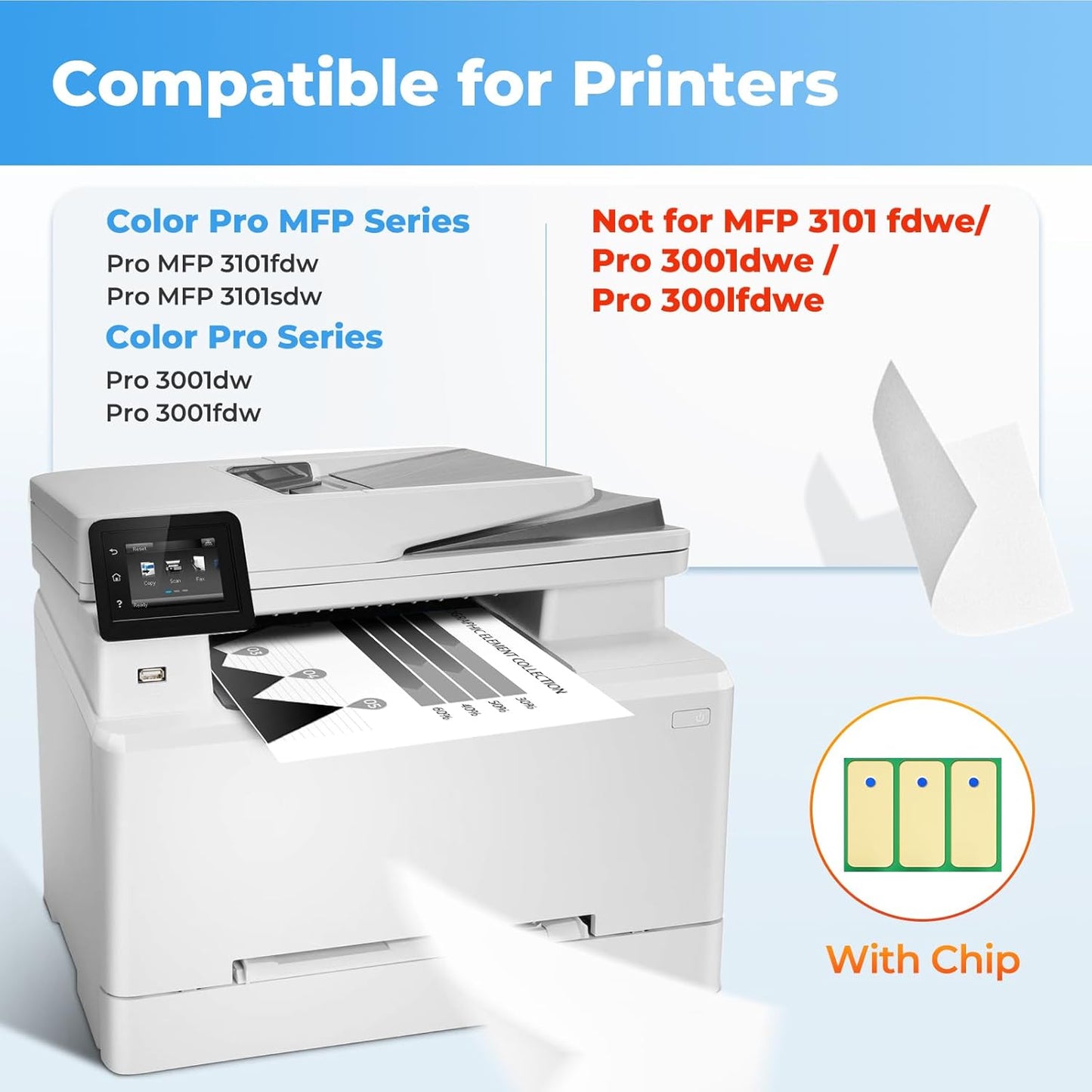 138X Black Toner Cartridge Pro MFP 3101fdw Black Toner Compatible for HP 138X Black Toner Cartridge for HP138X W1380X for Pro 3001dw 3101sdw Toner 2 Pack (with Chip)