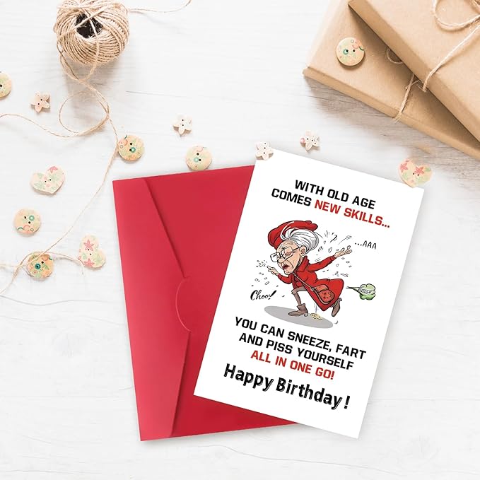 Funny Birthday Gifts for Mature Women，Hilarious Birthday Card for Grandma, Mom，Senior Female Friends，Gag 50th 60th 70th 80th 90th Birthday Card Gift，Humorous Getting Older Card，Aging Gracefully