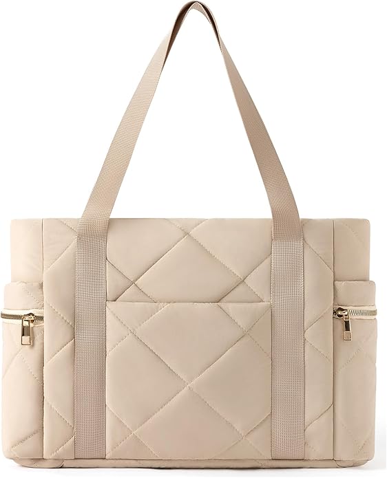 Tote bag for Women Puffer Shoulder Bag with Zipper Travel Quilted Nurse Bag Carry On Laptop Bag for Travel Work