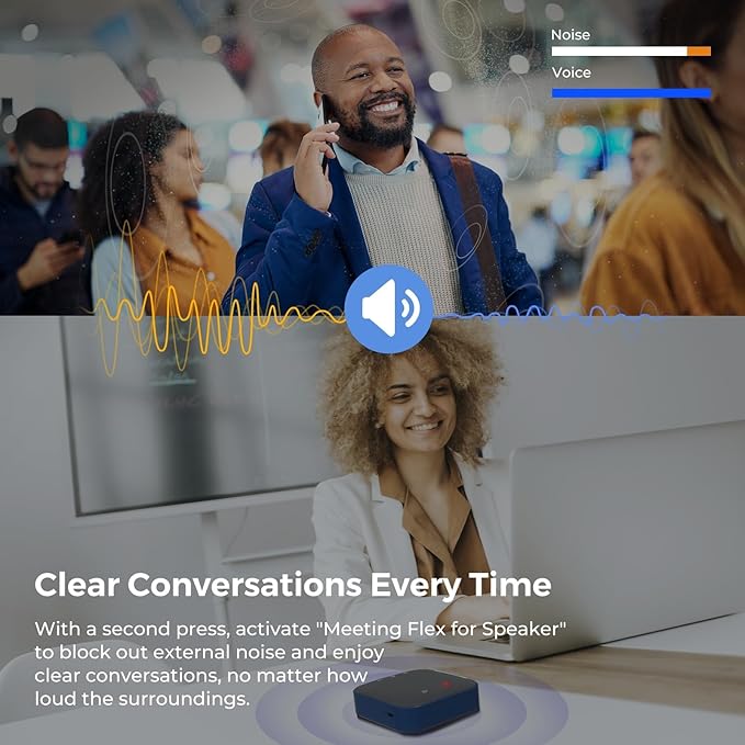 Conference Speaker and Microphone Bluetooth Speakerphone with 4 Mics,USB C,360°Voice Pickup & Dual Noise Cancelling Conference Room Microphone for Work/Teams/Zoom/Home Office