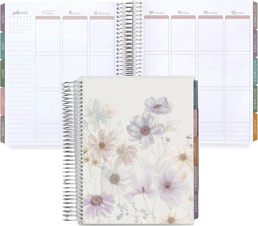 Erin Condren 12-Month Spiral Life Planner (Jan 2025 - Dec 2025) | 7x9 Weekly Planner with Monthly Calendars | Wildflowers Covers, Bold Blooms Interior, Vertical Layout, Platinum Coil