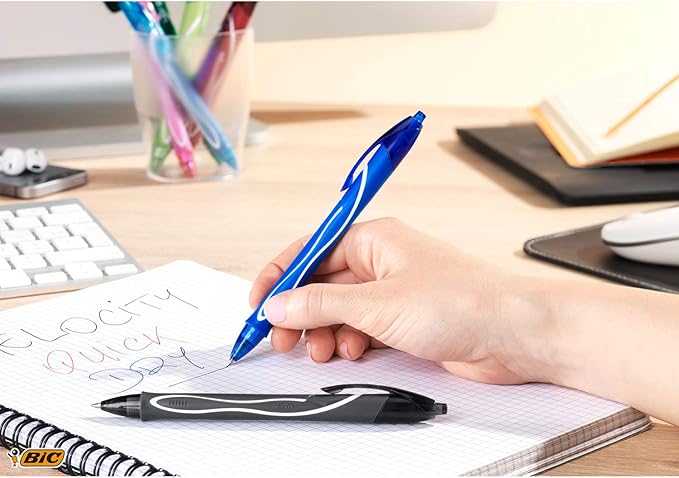 BIC Gel-Ocity Quick Dry Gel Pens, Medium Point Retractable Gel Pen (0.7mm), Assorted Colors, 3-Count