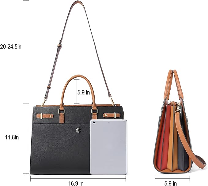 CLUCI Briefcase for Women Leather Laptop 15.6 Inch Business Ladies Work Computer Tote Bags