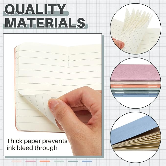 Outus 36 Pcs Pocket Notebook Mini Journal 2.5" x 4" Kraft Paper Mini Notepad Bulk Softcover Pocket Notepad Memo Diary Subject Notebooks for Student Traveler School(Morandi Color)