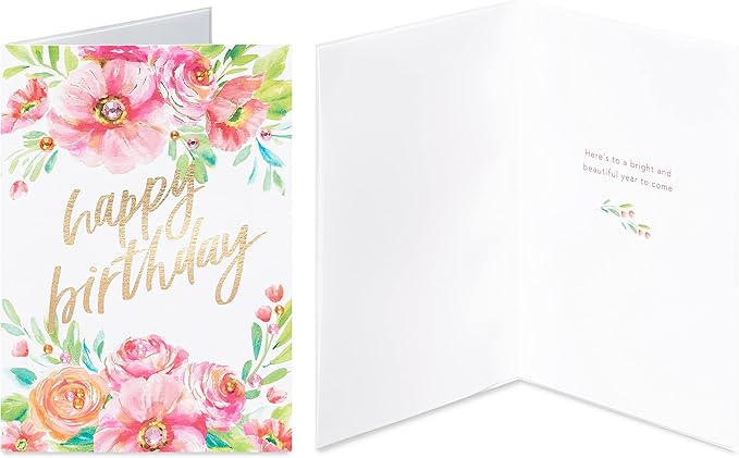 Papyrus Deluxe Boxed Birthday Card Assortment, Floral and Candles (4-Count)