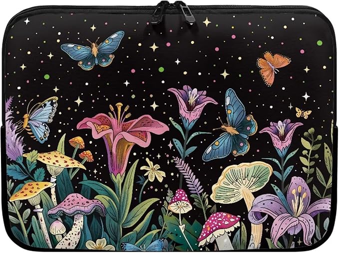 Butterfly Flower Laptop Sleeve for Women 15 inch Lap Top Case Portable Laptop Protector Zippered Pouches with Humanize Design Computer Carrying Case Star Briefcase