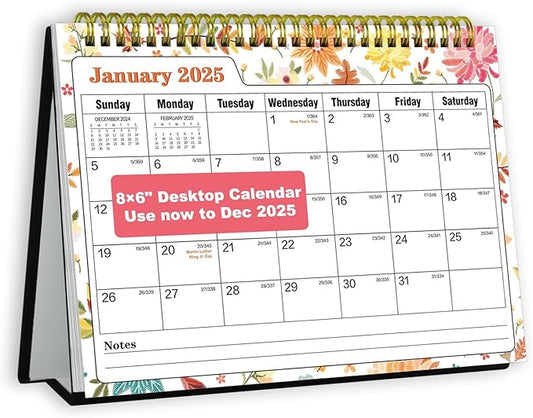 Small Desk Calendar 2025 - Standing 2025 Desk Calendar, OCT. 2024 - DEC. 2025, 8" x 6", Monthly Flip Desktop Calendar with To Do List, Your Personal Desk Calendar Planner for Home Office