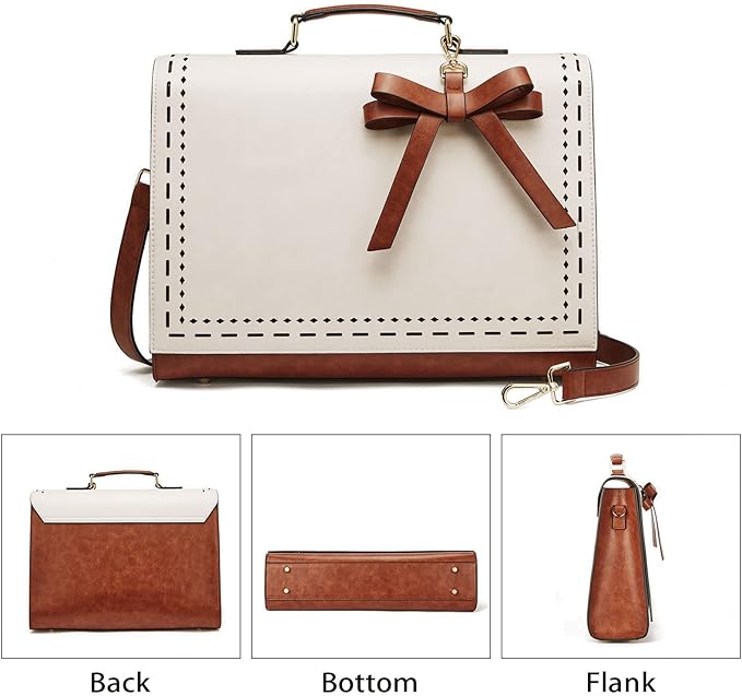 Telena Laptop Tote Bag for Women, 15.6 Inch Shoulder Tote Bag Leather Briefcase for Women, Large Capacity Handbag Bags