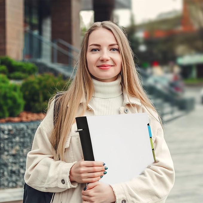 Pivotable Refillable Notebook, 3 Ring Binder Notebooks 1 Inch, Notebook with Dividers and Pockets, Folder Notebook, Flexible Binder, Soft Binders 3 Ring, Foldable Binder- White