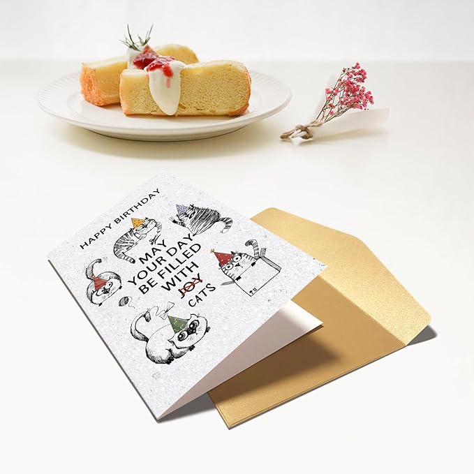 Happy Birthday Card for Cat Lover, Funny Birthday Card for Cat Mom Cat Dad, Cute Kitten Birthday Card for Him Her, May Your Day Be Filled With Cats Bday Card