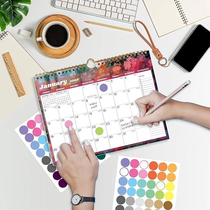 2025 Calendar 18 Month Wall Calendar 2025-2026, January 2025 to June 2026 Calendar with Julian Dates, 11" X 8.5" (2025-2026 Wall Calendar Flower)