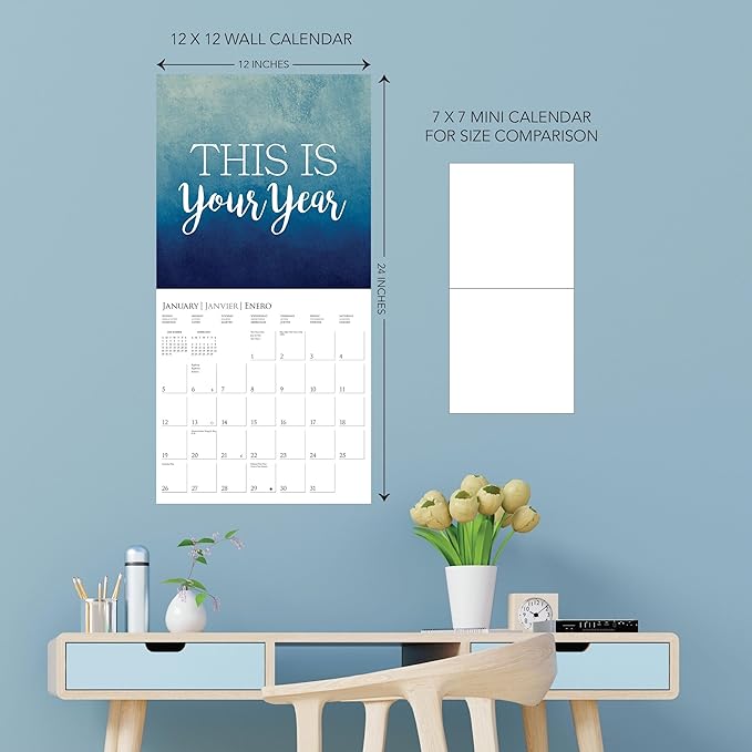 Graphique 2025 Best Day Ever Wall Calendar | 12” x 12” | Thick Paper | Home & Office Organizer | Large Monthly Grid | 3 Languages & Marked Holidays | 4 Month Preview Page for 2026