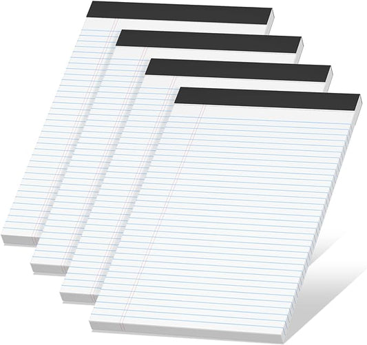 4 Pack Note Pads 8.5 x 11 White Legal Pads Narrow Ruled - 30 Sheets Per Notepad, Double-Side Printed Thick Writing Pads, Perforated Legal Pad 8.5 x 11 Notepads Paper for School College Office Business