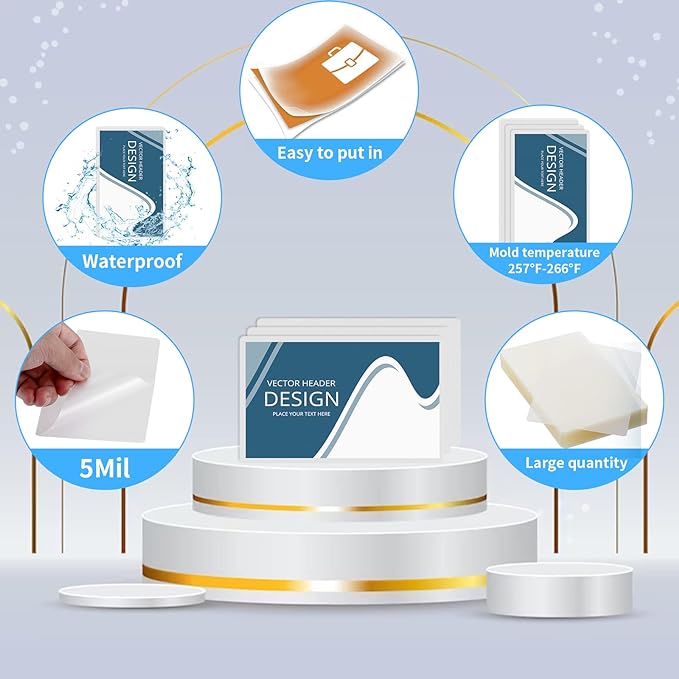 Index Card Laminating Pouches 3x5 File Card Laminating Pouches Lamination Pouches Recipe Card Laminating Pouches for Work Permits Pass Cards Student ID Cards (200, 5mil)