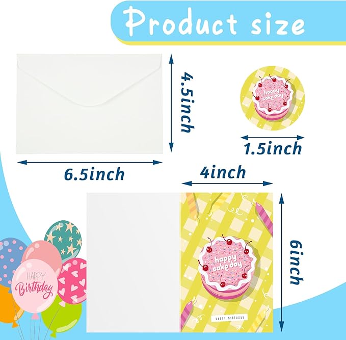 Harloon 200 Pack Happy Birthday Card Assorted Bulk with Blank Envelopes and Stickers 4 x 6 Inches Greeting Blank Happy Birthday Cards for Men Women Adults Kids, 20 Styles(Cute Style)