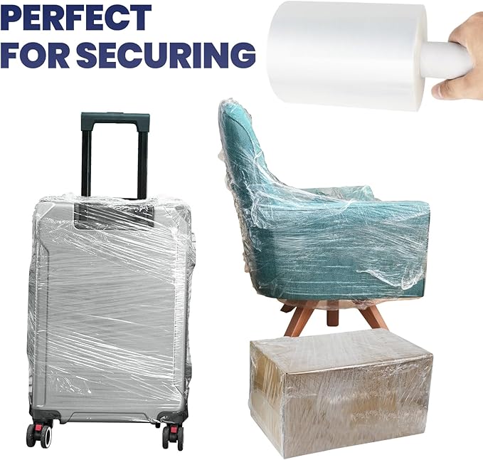 ADHES Mini Hand Stretch Wrap Film, 5 Inch x 1000 Feet 80 Gauge Industrial Strength Stretch Film, Shrink Wrap Roll for Packing, Pallet Wrap, Furniture Wrapping Moving & Protection