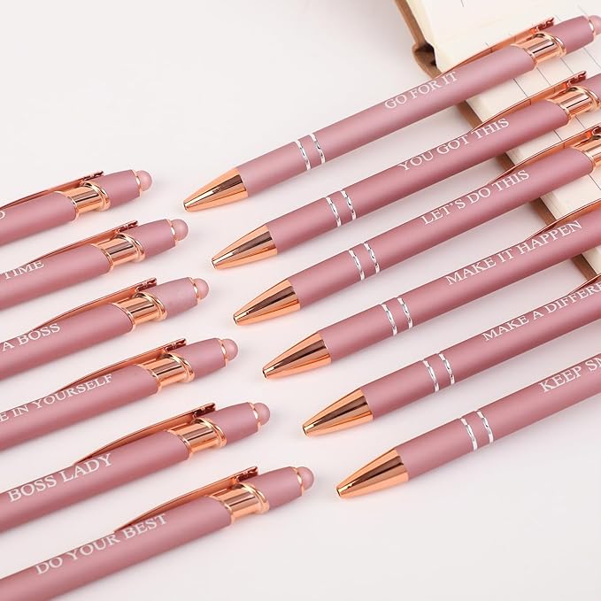 48 Pcs Rose Gold Ballpoint Pens,Fine Point Smooth Writing Pens,Kawaii Pens For Writing Journaling Taking Notes School Office Home.
