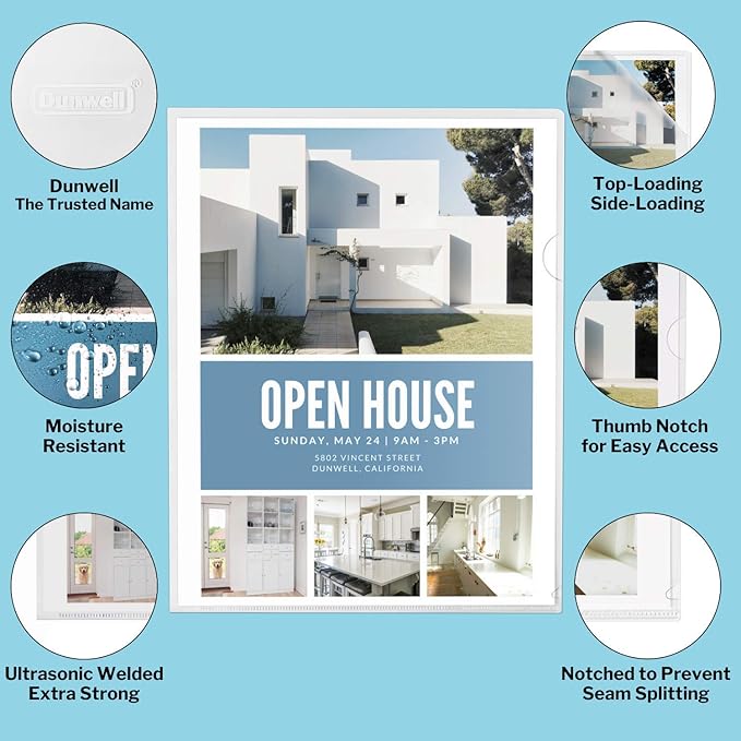 Dunwell Clear Plastic File Folder Sleeves, 6 Pack, 8.5x11 Letter Size, Acid-Free Poly Plastic