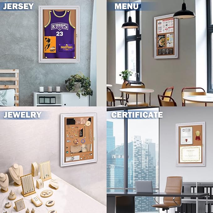 SWANCROWN Outdoor Enclosed Cork Bulletin Board Weatherproof Display Cases Tamperproof Notice Poster Memo Board with Aluminum Frame,36x24 inches