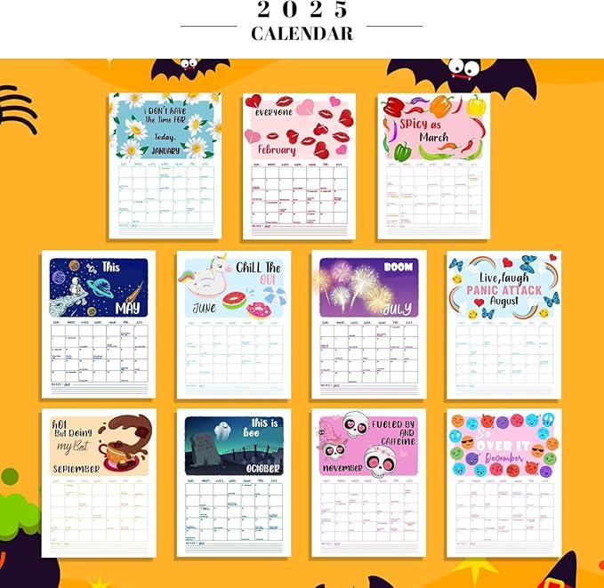 Here We Go Again 2025 Calendar, Fun Hanging Month Hanging Calendar, 2025 Monthly Friends Advent Calendar, Calendar 2025 Planner, Novelty Planning Wall Calendar Note Pads for Home Office